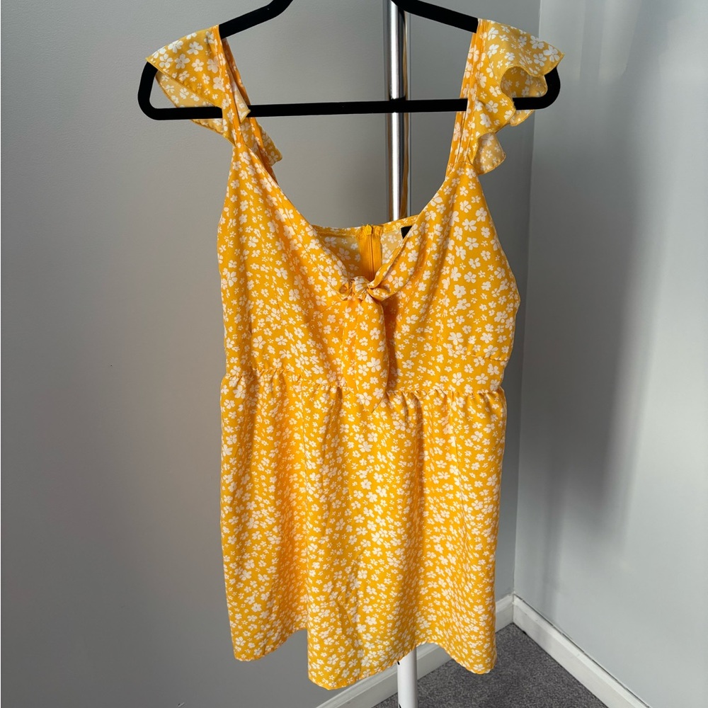 QED London Yellow Floral Sleeveless Dress